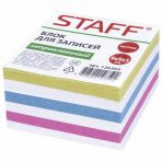 Блок для записей STAFF непроклеенный, куб 9х9х5 см, цветной, чередование с белым
